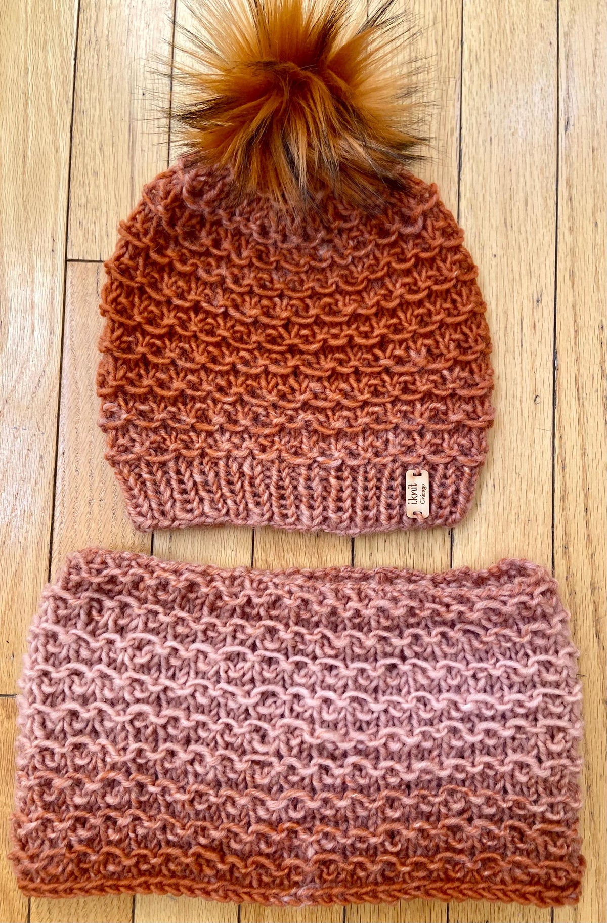 BOURBON Lightweight Knit Beanie and Cowl Set