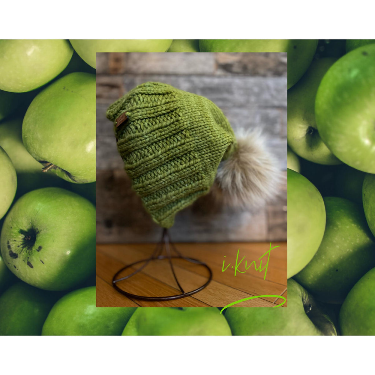 APPLE Green Knit Beanie