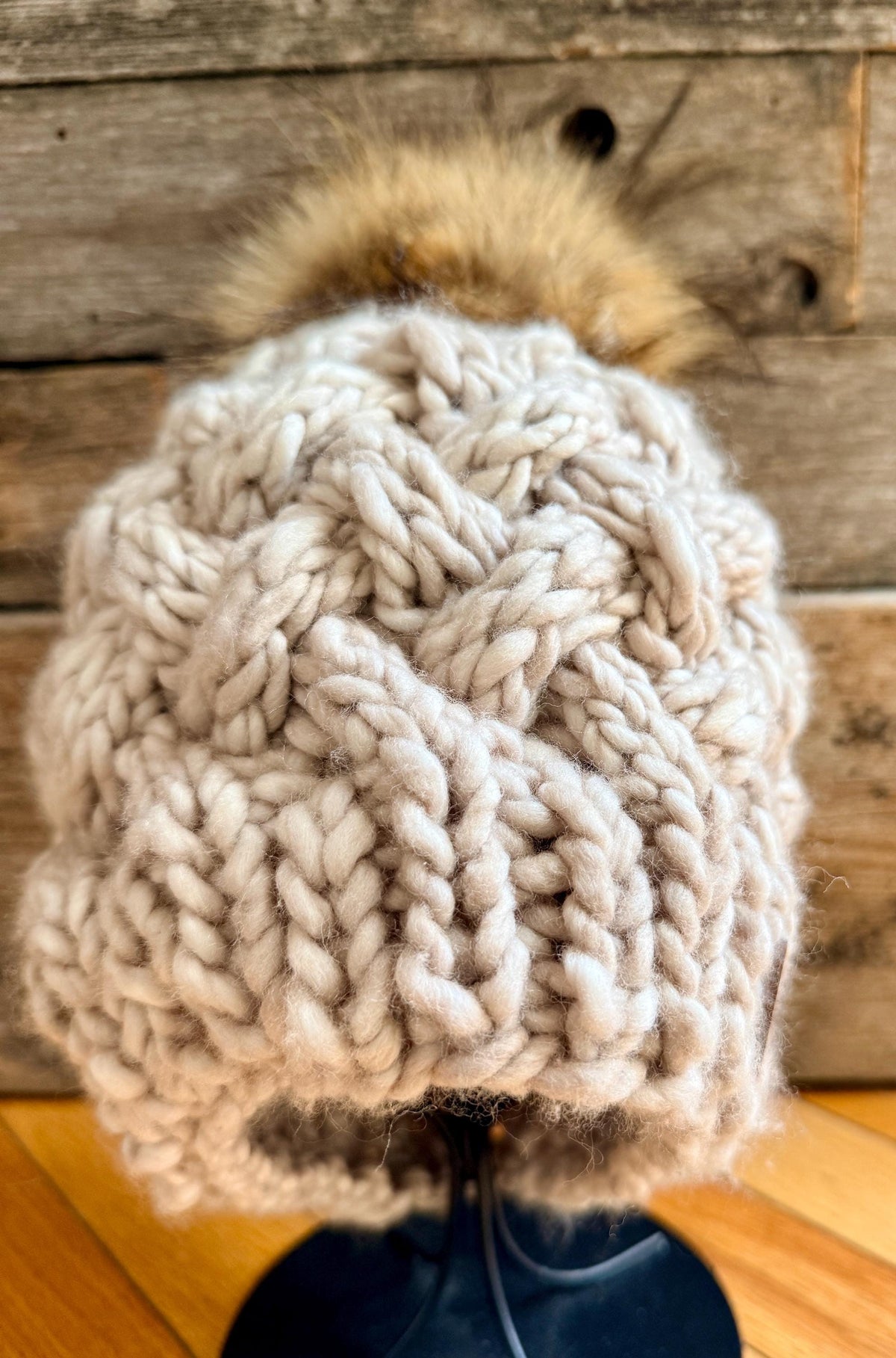 CRÈME FRAICHE Cable-Knit Beanie