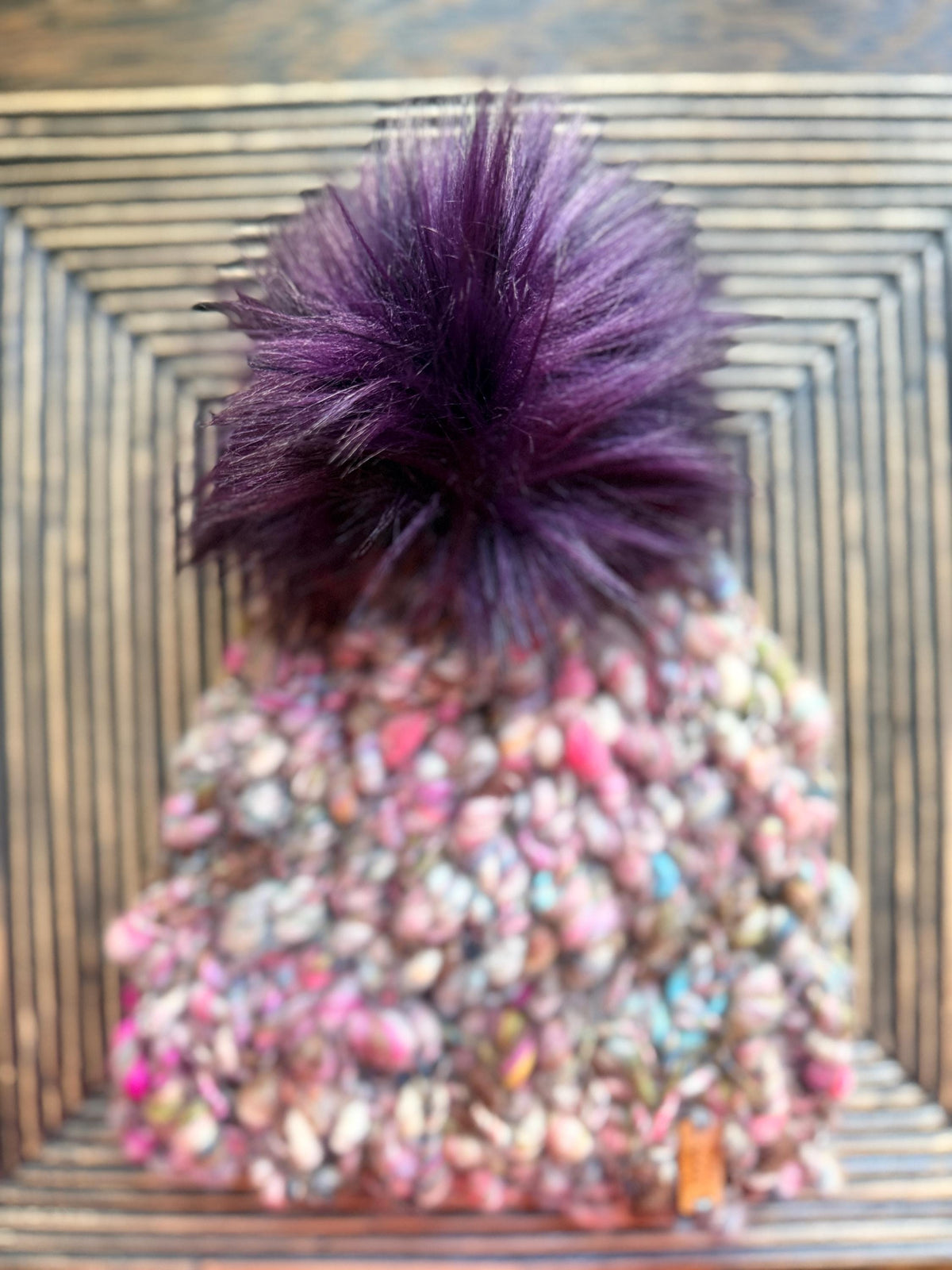 AUBERGINE Purple Chunky Knit Beanie