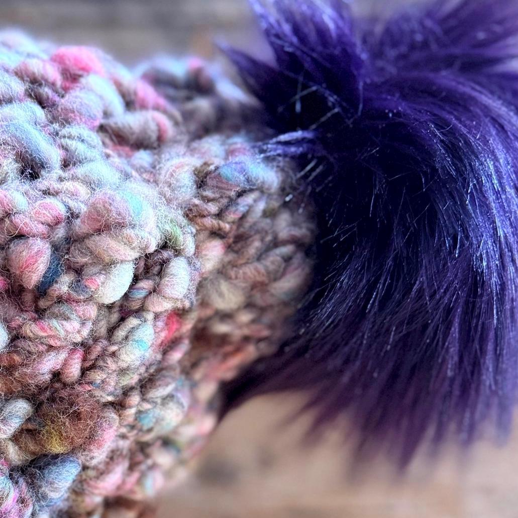 AUBERGINE Purple Chunky Knit Beanie