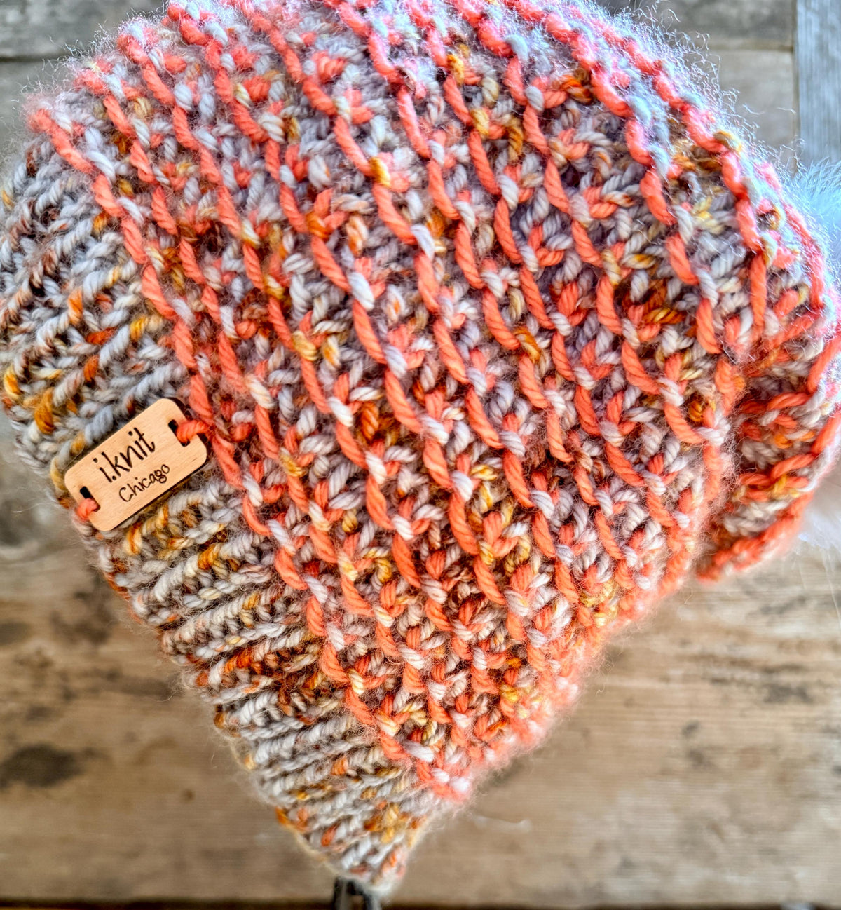 Pumpkin & Granite Knit Beanie
