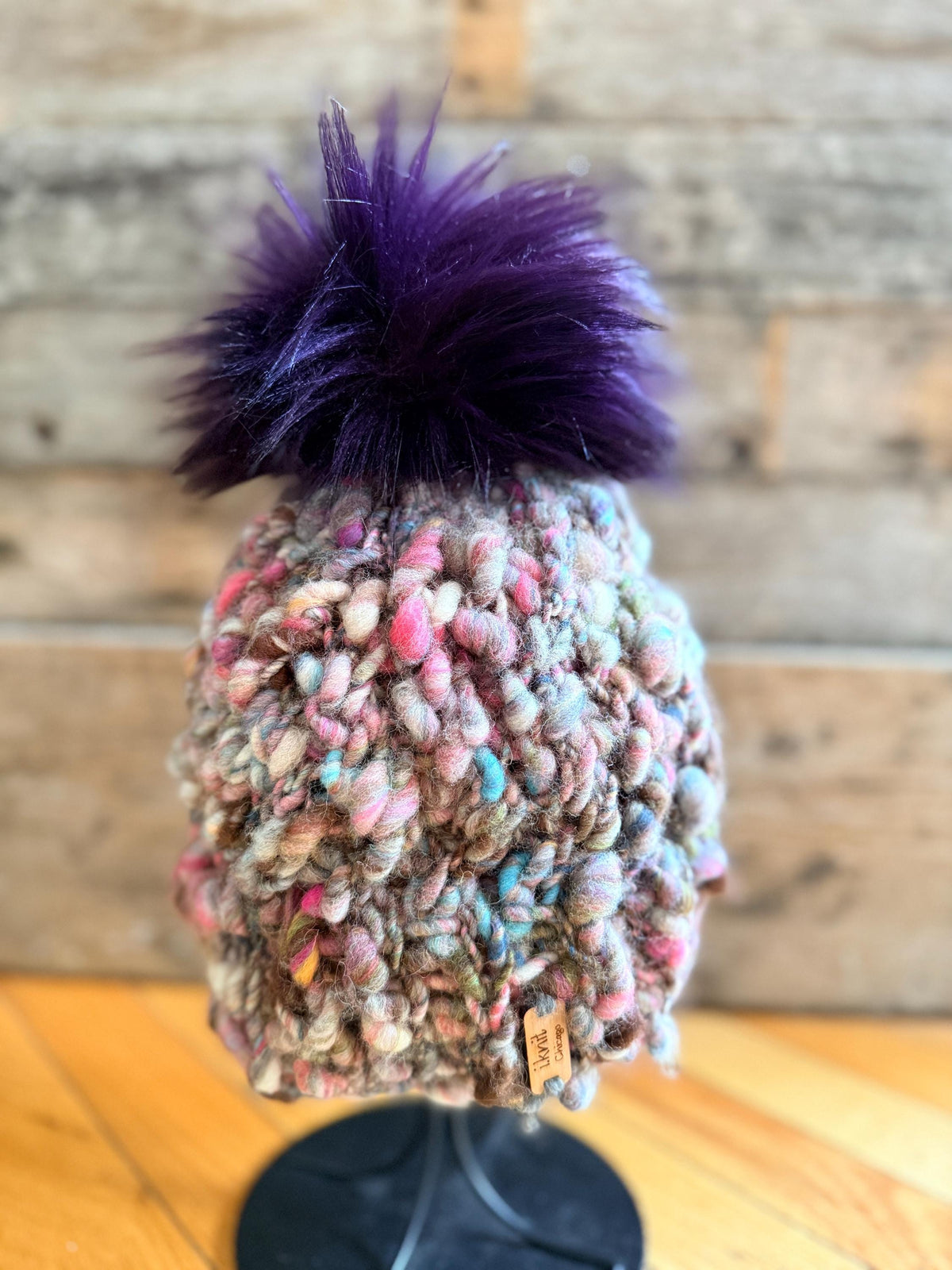 AUBERGINE Purple Chunky Knit Beanie