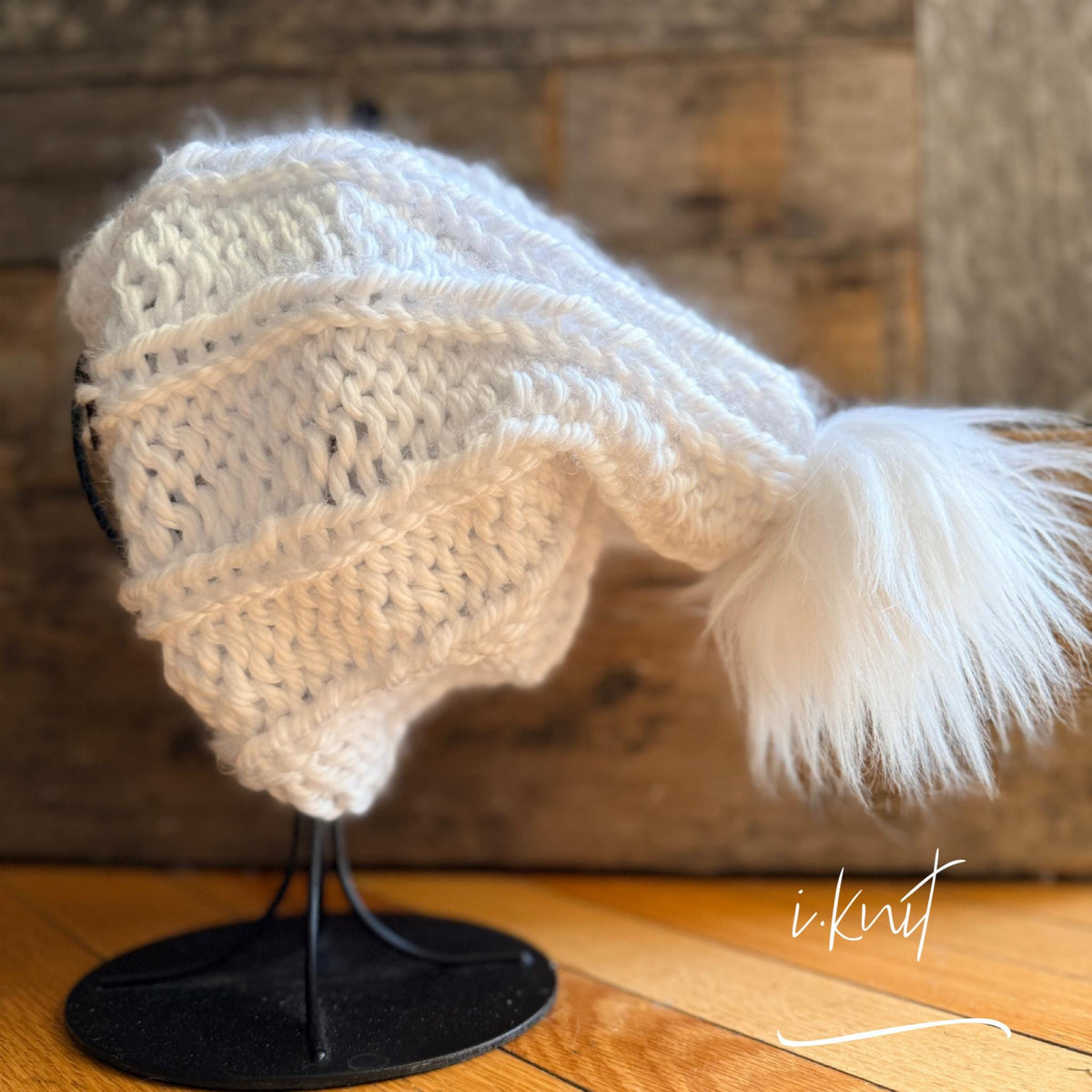 Slouchy WHITE SNOW BUNNY Beanie