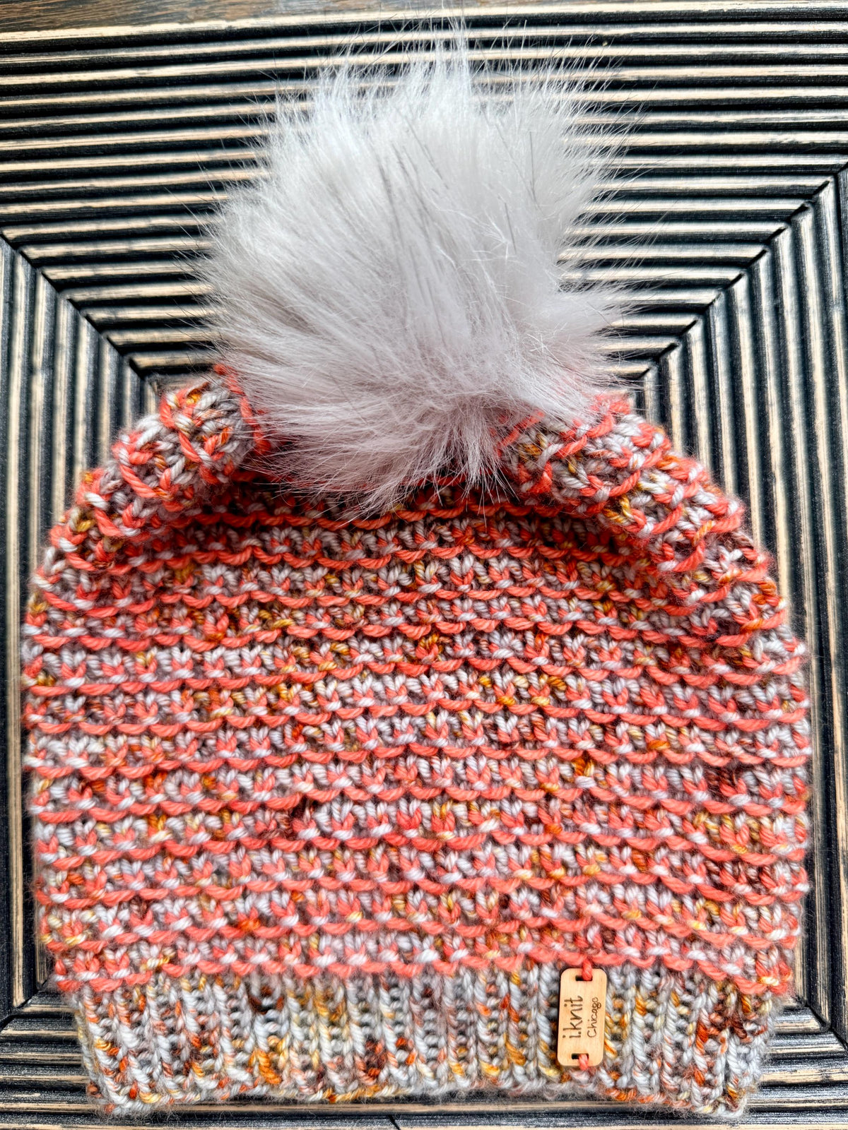 Pumpkin & Granite Knit Beanie