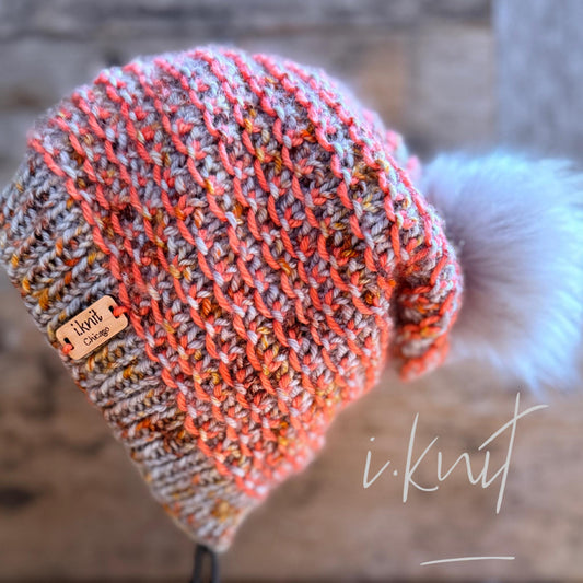 Pumpkin & Granite Knit Beanie