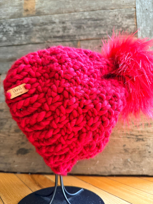 ALL-AMERICAN RED Chunky Knit Beanie