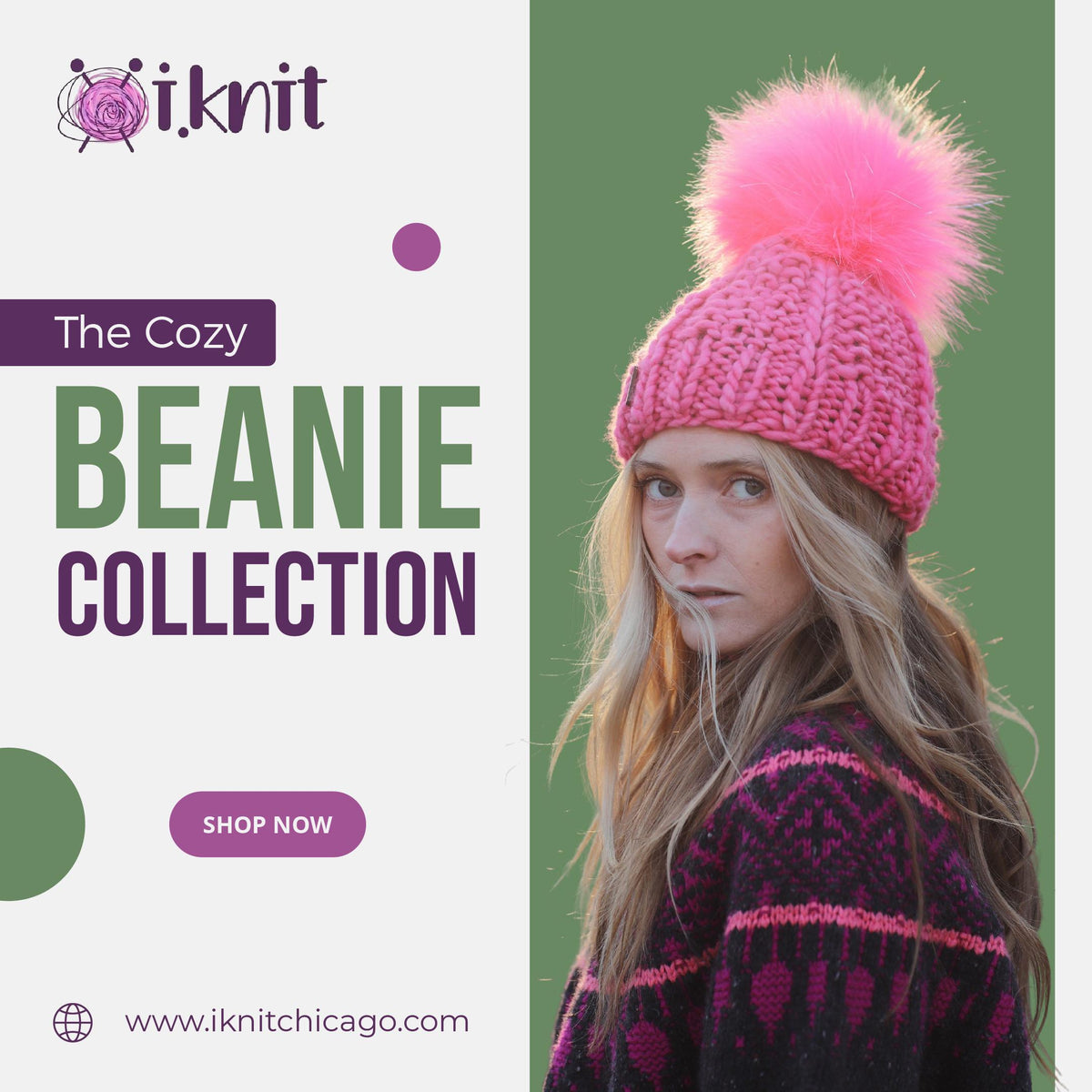 ELECTRIC PINK Chunky Knit Beanie