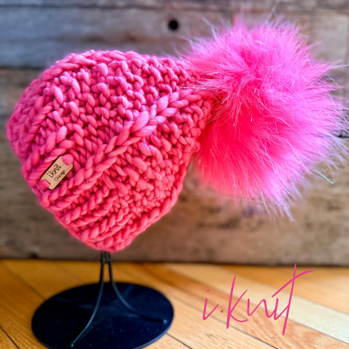ELECTRIC PINK Chunky Knit Beanie