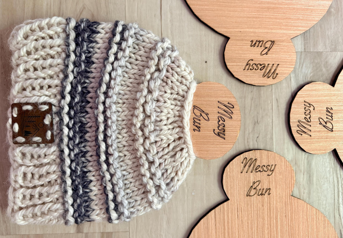 GRAVEL Messy Bun Beanie