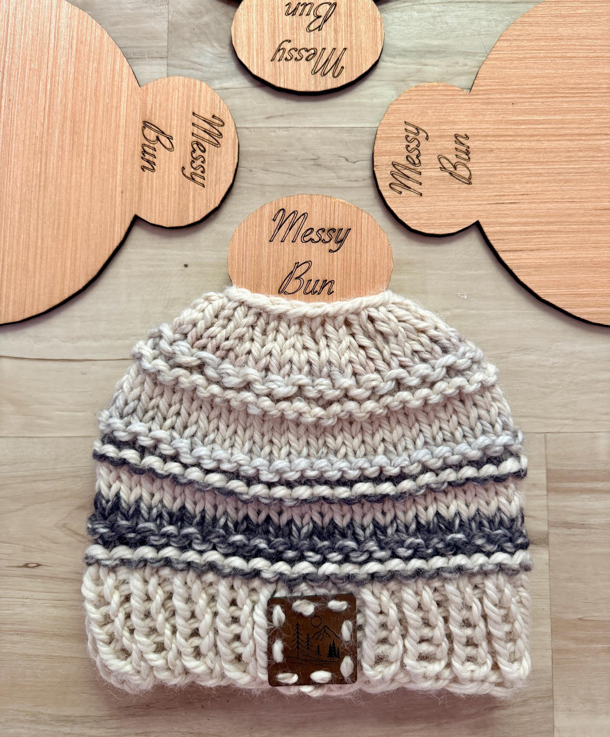 GRAVEL Messy Bun Beanie