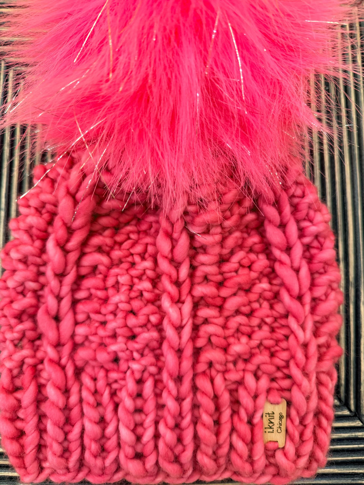 ELECTRIC PINK Chunky Knit Beanie