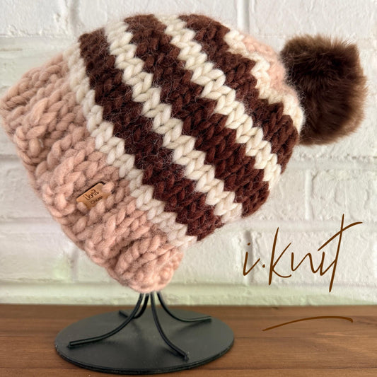 TAN BAND Chunky Wool Beanie
