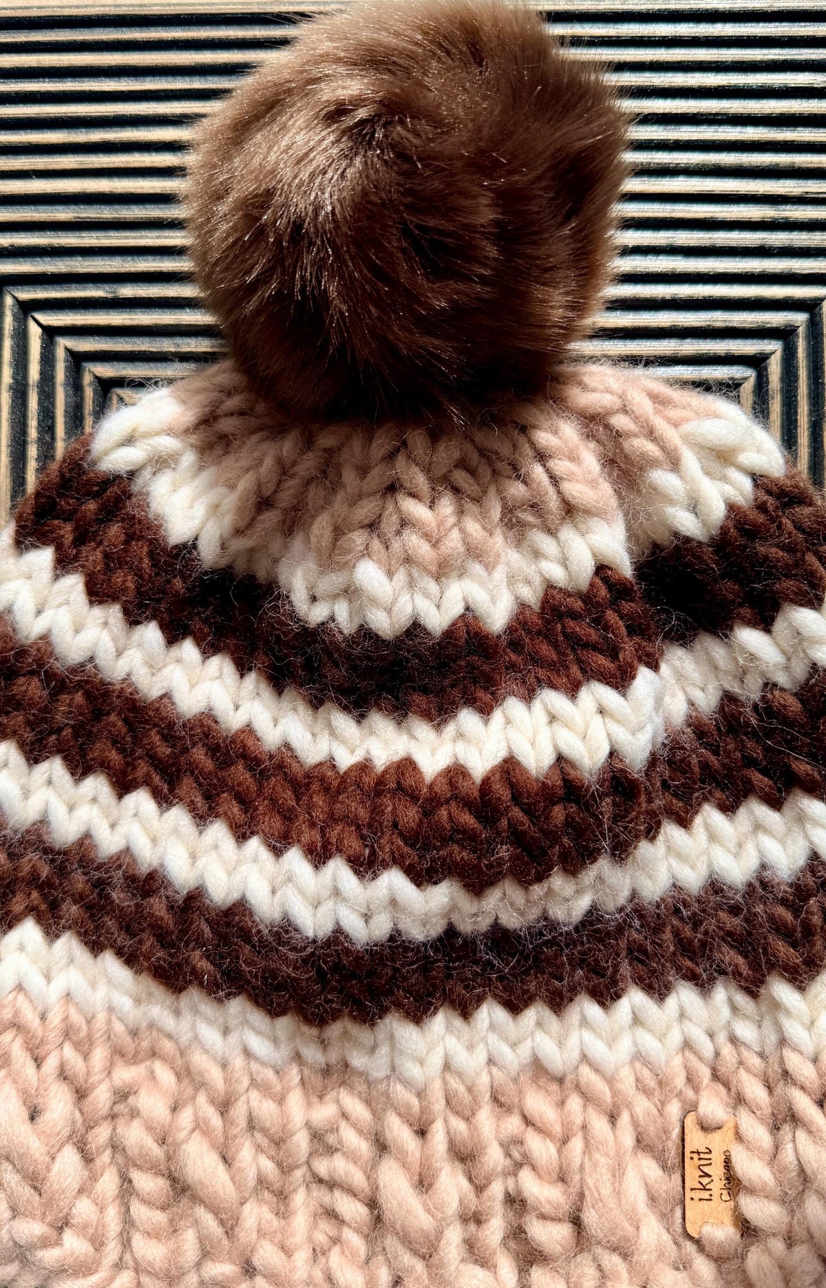 TAN BAND Chunky Wool Beanie