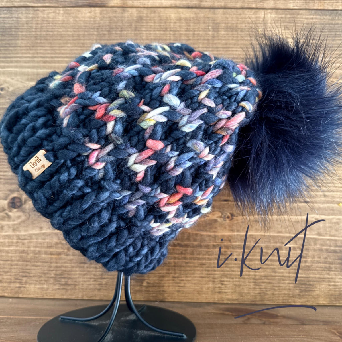 CONFETTI Navy Knit Beanie