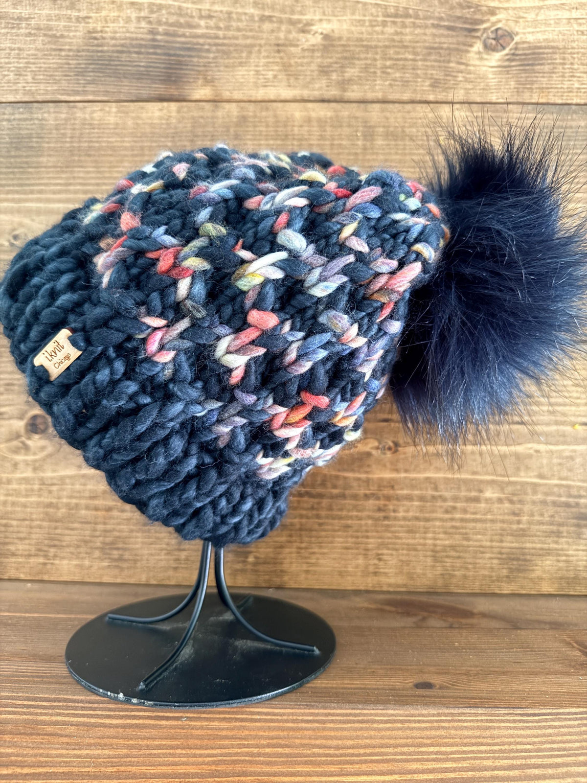 CONFETTI Navy Knit Beanie
