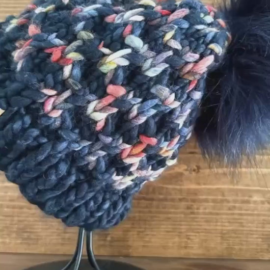 CONFETTI Navy Knit Beanie