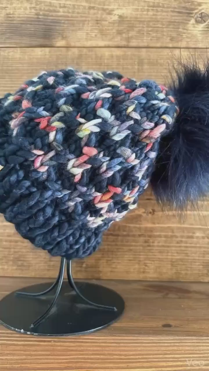 CONFETTI Navy Knit Beanie