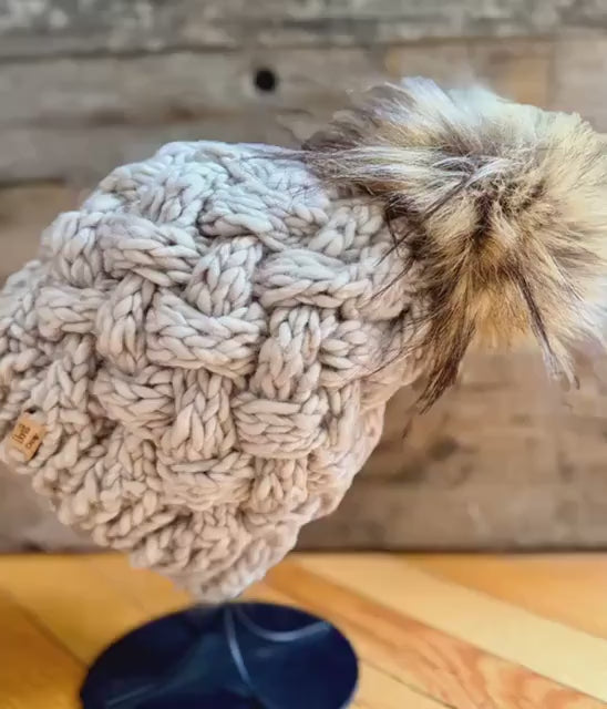 CRÈME FRAICHE Cable-Knit Beanie