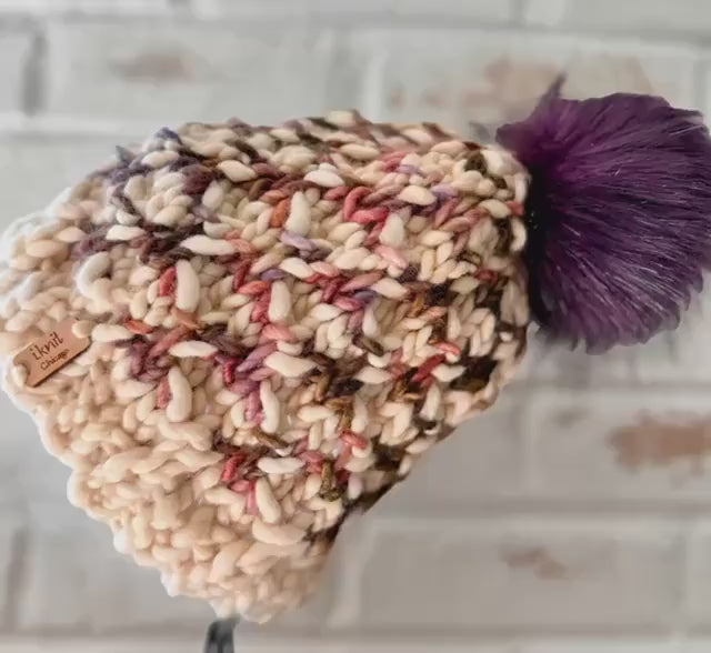 BOYSENBERRY Chunky Merino Wool Knit Hat